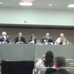 Karen Ross talks to reporters