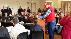 Farmer at drought meeting with CDFA