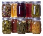 homemade preserves canned goods in mason jars