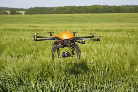 Flying drone in field-2