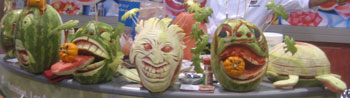 Carved Watermelons on display as part of the NWPB’s exhibit at Fresh Summit 2014