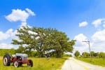 farm tractor and country road
