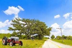 farm tractor and country road