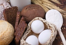 Bakery product assortment with eggs