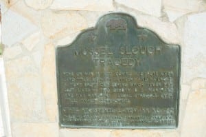 Marker commemorationg the tragedy at Mussel Slough, California
