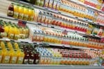 orange juice on grocery shelf