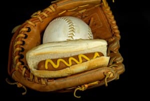 Hot Dog in a baseball glove