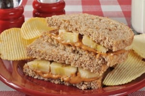 Peanut butter and banana sandwich