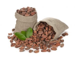 chocolate Cocoa beans in a bag