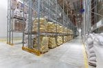 Food distribution warehouse with sacks and bags