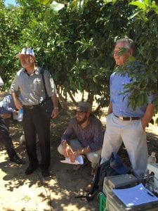 California State Board of Food and Agriculture president Craig McNamara (far right) in New Yavne, Hamerkaz, Israel.