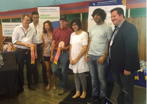 From left, Compostable team members Raheela Khan, Sohail Khan, Dimare, Nathan Azevedo, Regan King, Brandon Jack and Youtsey.