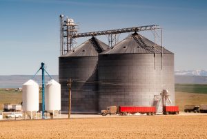 Agricultural Silo Loads Semi Truck With Farm Grown Food Grain-fuel