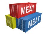Shipping import and meat exports containers labeled for meat