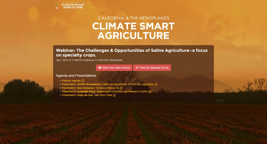Climate Smart Agriculture Online Webinar