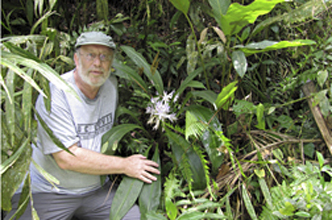 Alan Meerow with Griffinia intermedia (Amaryllidaceae) in Brazil. Photo: Judy Dutilh.